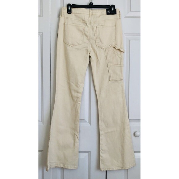 RE GENERATION WOMEN'S JEANS CARPENTER FLARE MID RISE BEIGE DEMIN SIZE 5/27  173 - Picture 10 of 12